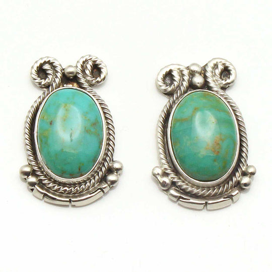 Green Turquoise and Sterling Silver Post Earrings