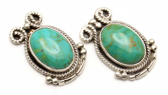 Green Turquoise and Sterling Silver Post Earrings