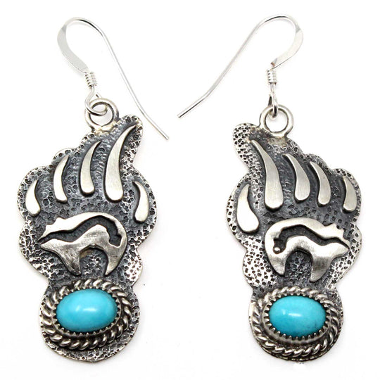 Navajo Overlay Bear Paw Earrings