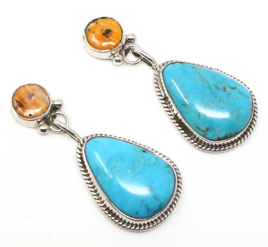 Load image into Gallery viewer, Turquoise &amp;amp; Spiny Oyster Earrings by Begay
