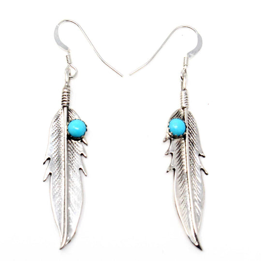Sterling Silver & Turquoise Feather Dangles