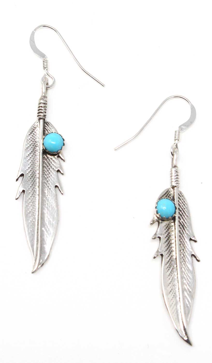Sterling Silver & Turquoise Feather Dangles