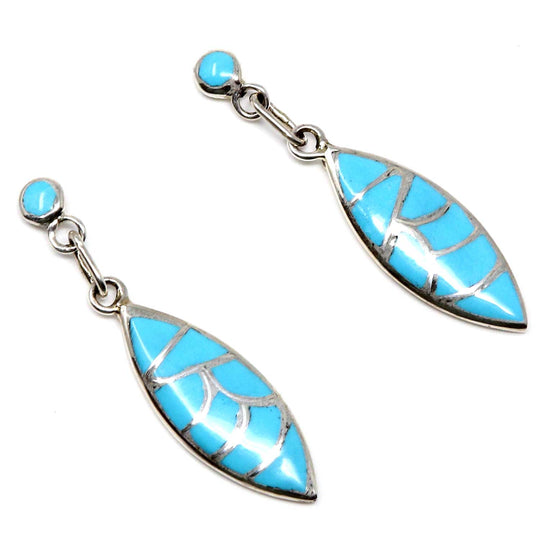 Zuni Turquoise Inlay Earrings by Seoutewa