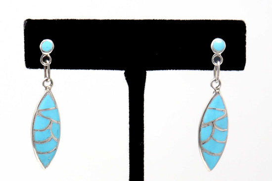 Zuni Turquoise Inlay Earrings by Seoutewa