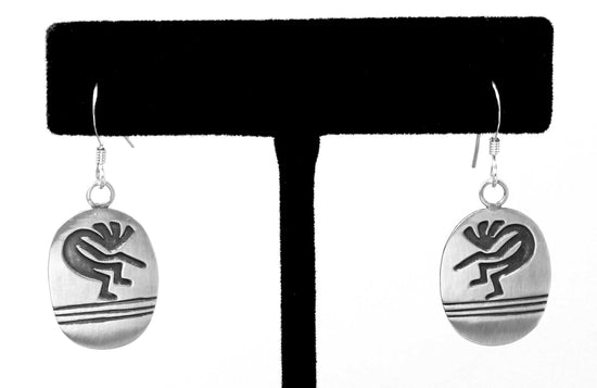 Load image into Gallery viewer, Silver Kokopelli Earrings by Stanley Gene
