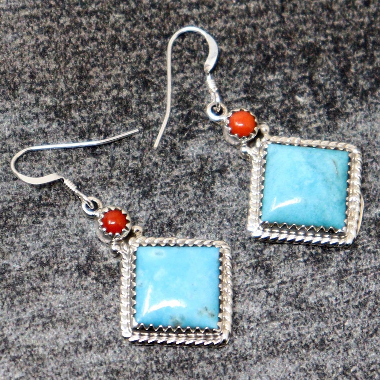 Load image into Gallery viewer, Turquoise &amp;amp; Coral Dangle Earrings
