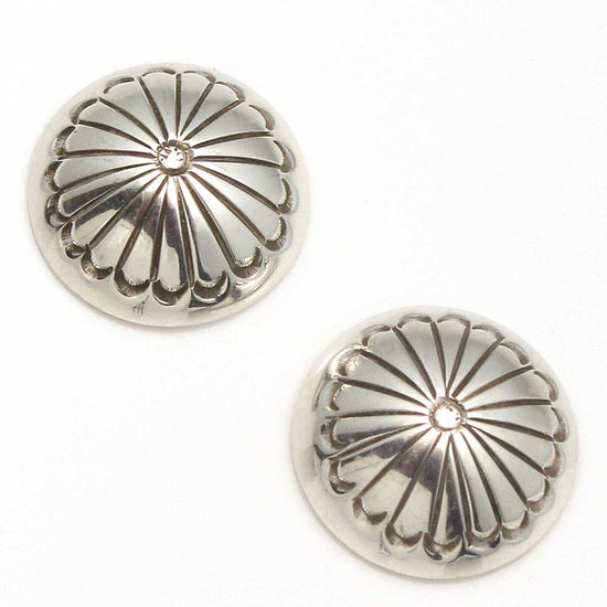 Load image into Gallery viewer, 5/8&amp;quot; Sterling Silver Navajo Button Earrings
