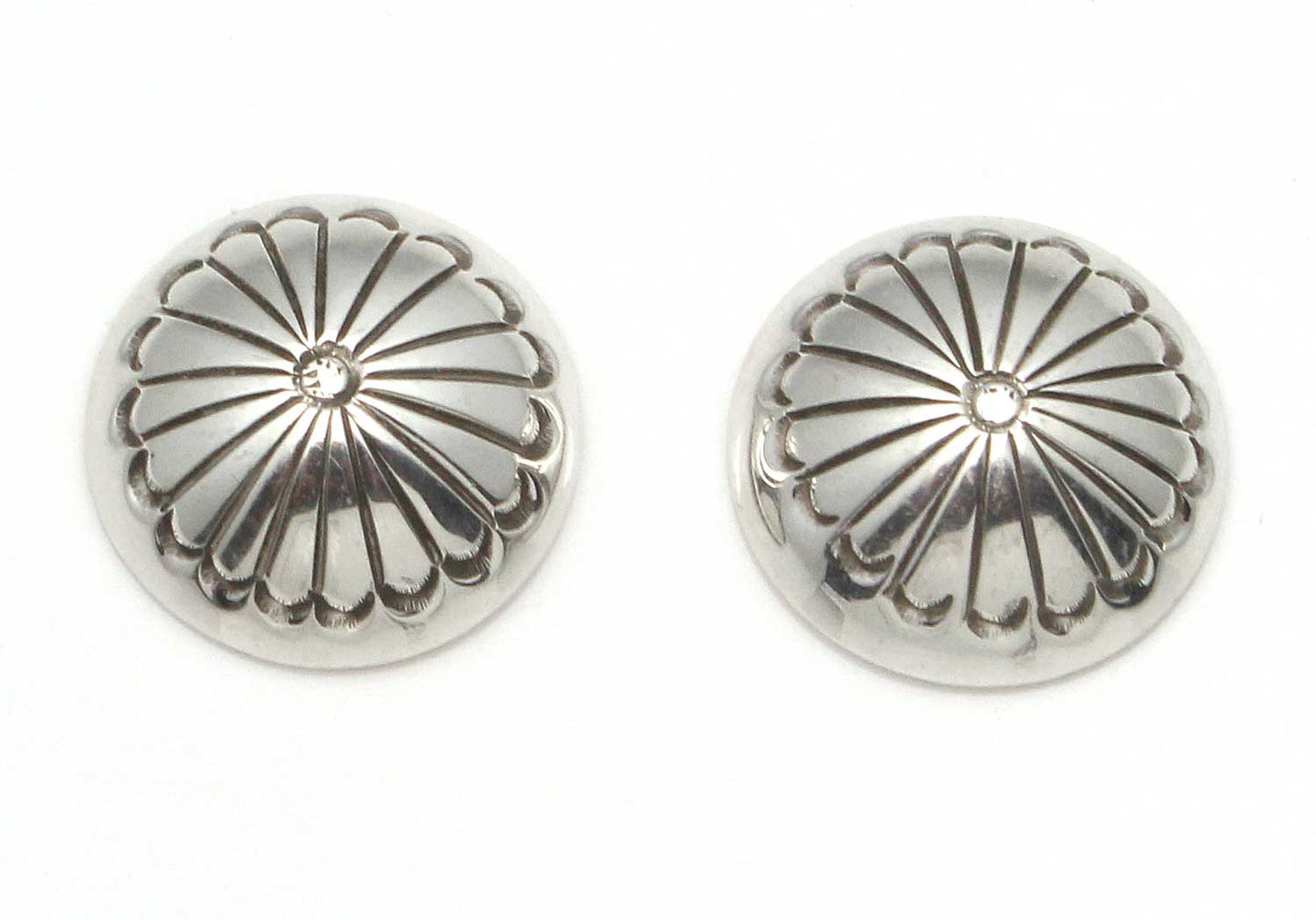 Load image into Gallery viewer, 5/8&amp;quot; Sterling Silver Navajo Button Earrings
