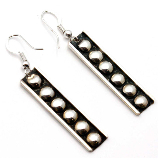 1 1/2" Silver Drop Earrings