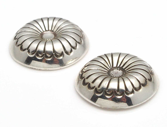 Navajo Stamped  Silver Button Earrings By Yazzie