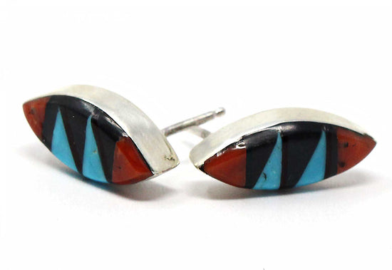 Zuni Multi-Color Oval Stud Earrings by Martinez