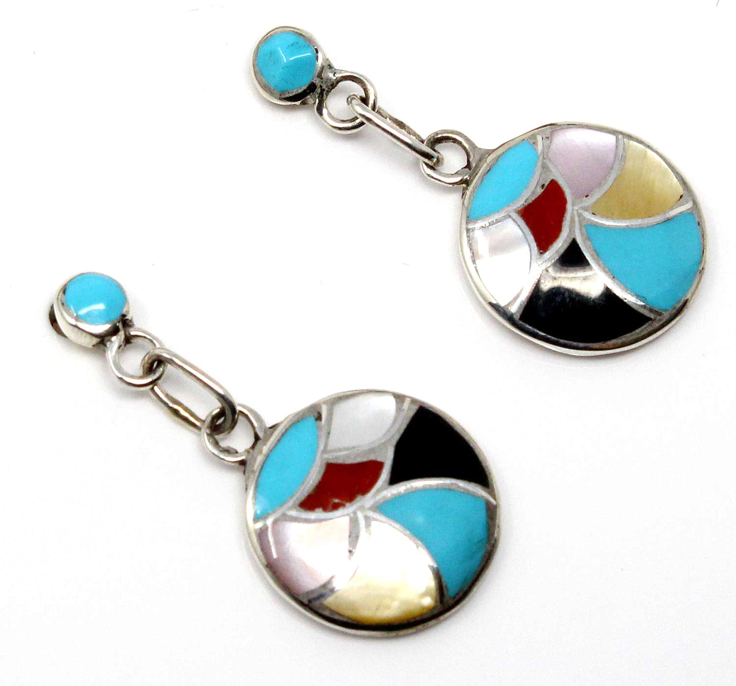 Zuni Multi-Color Inlay Dangle Earrings By Leekya