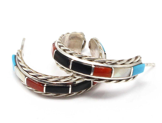 Zuni Multi Color Hoop Earrings by Chavez