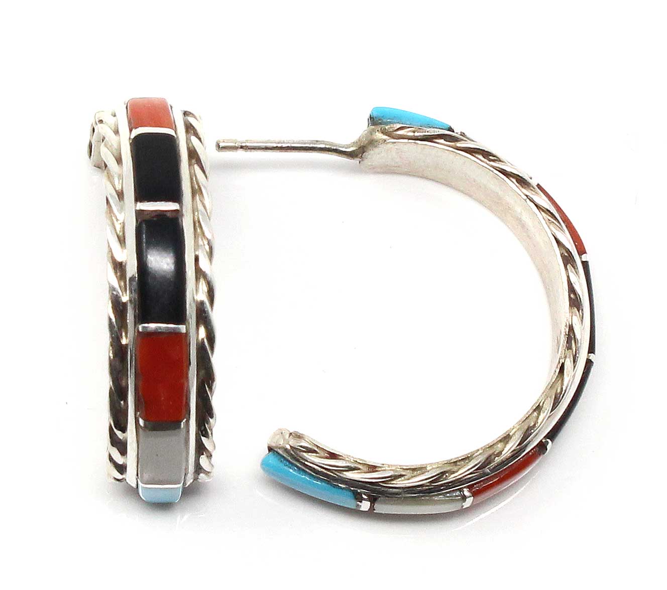 Load image into Gallery viewer, Zuni Multi Color Hoop Earrings by Chavez
