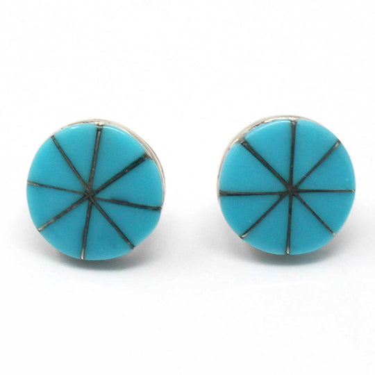 Zuni Turquoise Inlay Stud Earrings