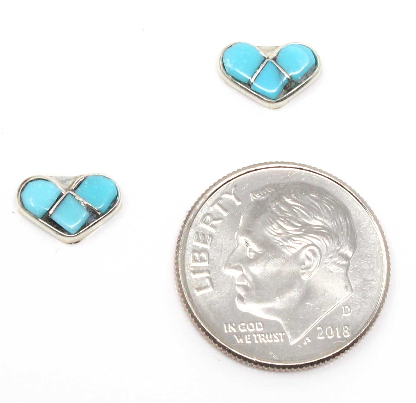 Zuni Block Turquoise Heart Earrings