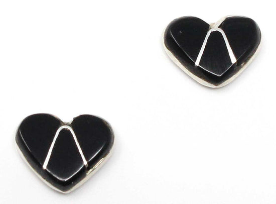 Zuni Jet Heart Earrings By Bowannie