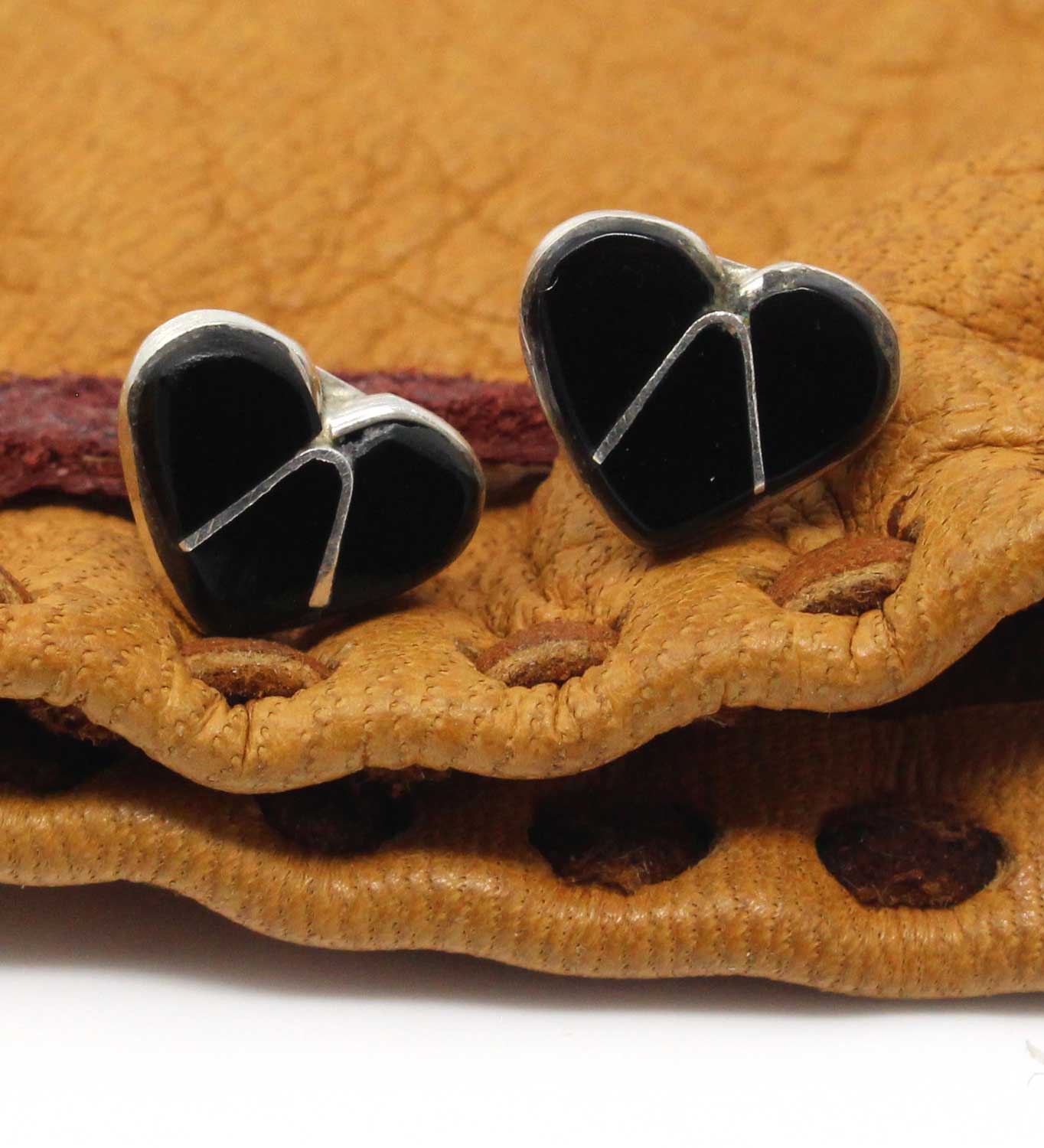 Zuni Jet Heart Earrings By Bowannie