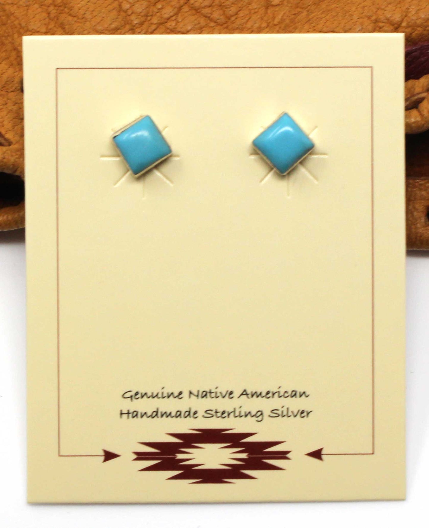 Load image into Gallery viewer, Zuni Sterling Silver &amp;amp; Block Turquoise Earrings
