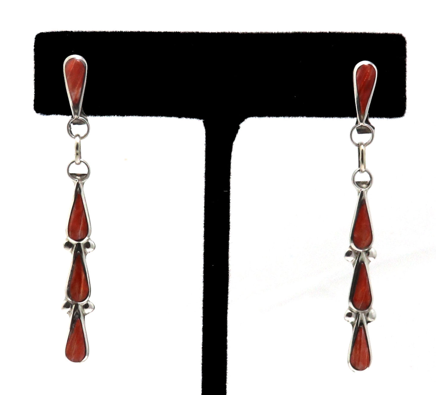 Load image into Gallery viewer, Zuni Red Spiny Oyster Tear Drop Earrings
