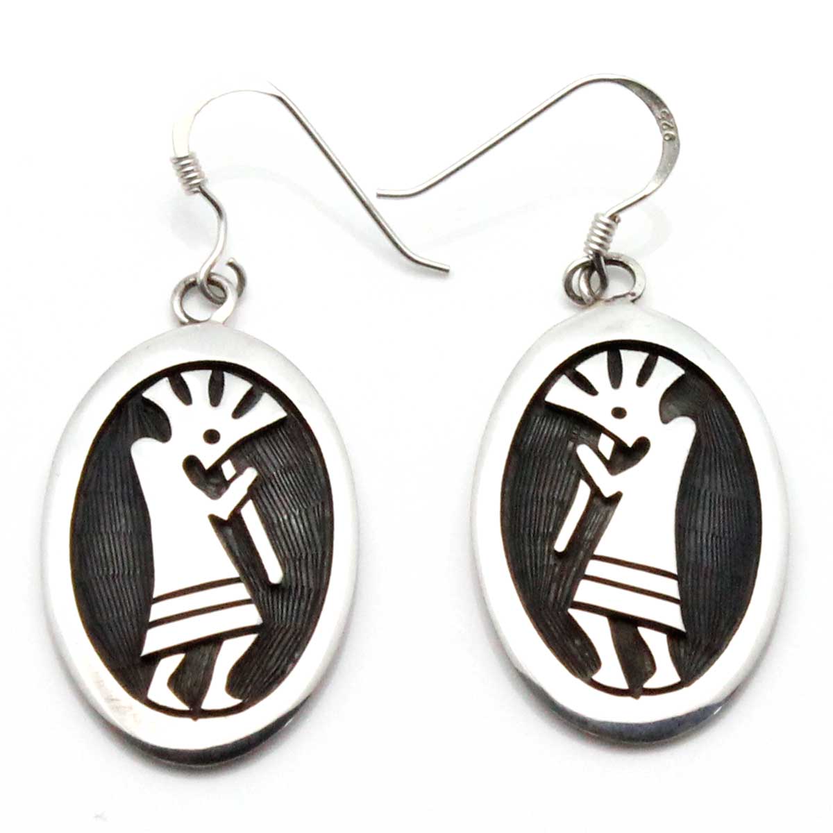 Load image into Gallery viewer, 1 1/4&amp;quot; Hopi Kokopelli Silver Earrings
