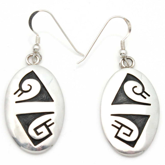 1.25" Hopi Clouds & Water Silver Earrings