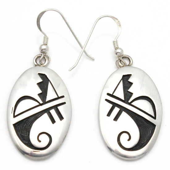1.25" Hopi Clouds & Water Silver Earrings