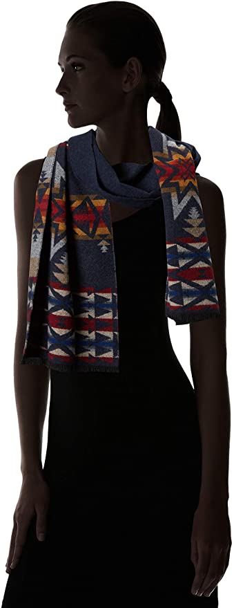 Load image into Gallery viewer, Pendleton Jacquard Scarf, Plains Star Navy
