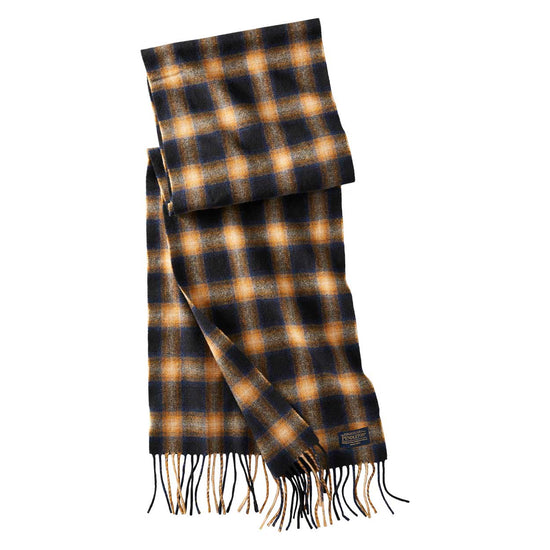 Load image into Gallery viewer, Pendleton Plaid Scarf, Blue/Gold/Shadow
