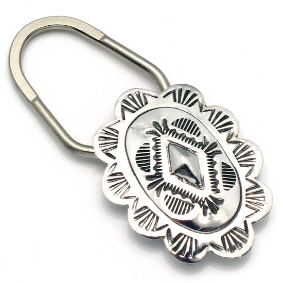 Stamped  Oval Silver Key Ring by Begay