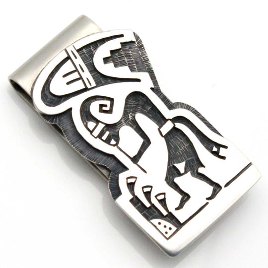 Hopi Silver Money Clip-Humped Back Flute Player