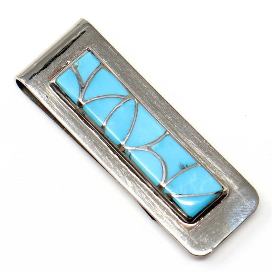 Load image into Gallery viewer, Zuni Turquoise Inlay Money Clip by Lucio
