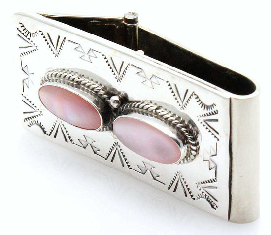 Pink Mussel & Sterling Silver Money Clip