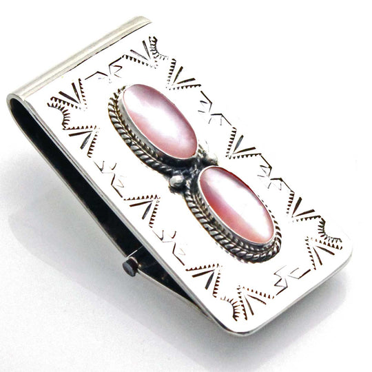 Pink Mussel & Sterling Silver Money Clip
