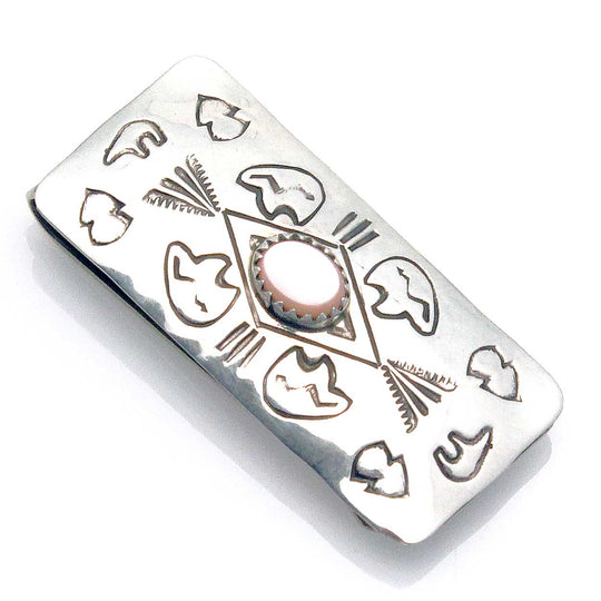 Pink Mussel & Silver Money Clip
