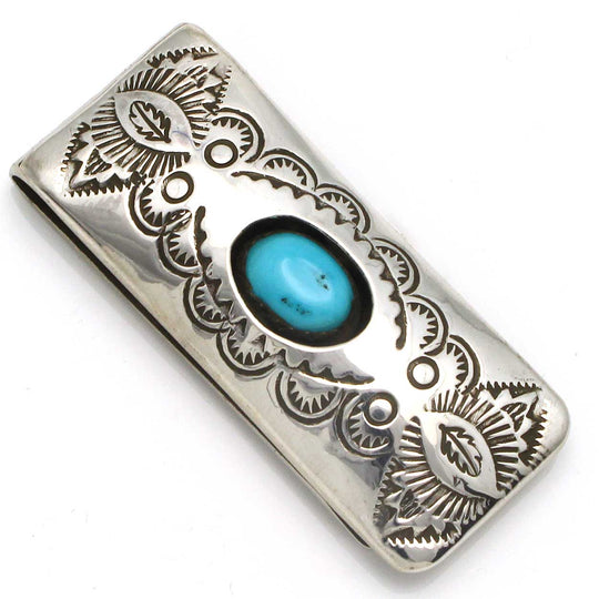 Stamped Turquoise Money Clip by Skeets