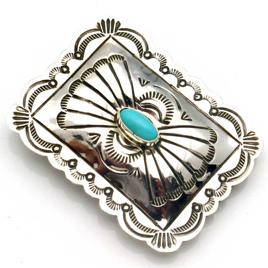 Sterling Silver & Turquoise Rectangular Money Clip B