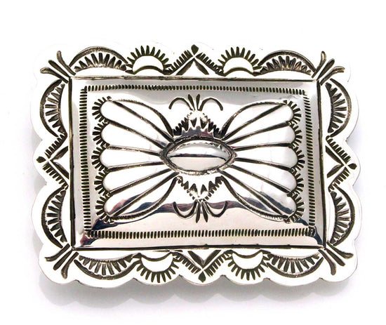 Load image into Gallery viewer, Navajo Rectangular Stamped Silver Money Clip By Blackgoat
