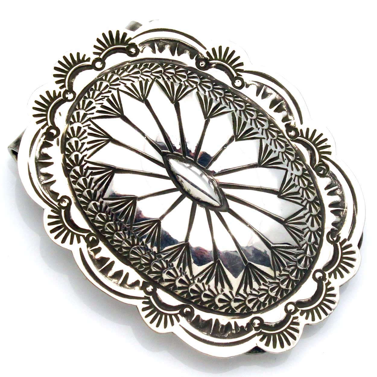 Oval Stamped Silver Money Clip By A. Blackgoat