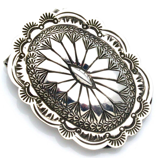 Load image into Gallery viewer, Oval Stamped Silver Money Clip By A. Blackgoat
