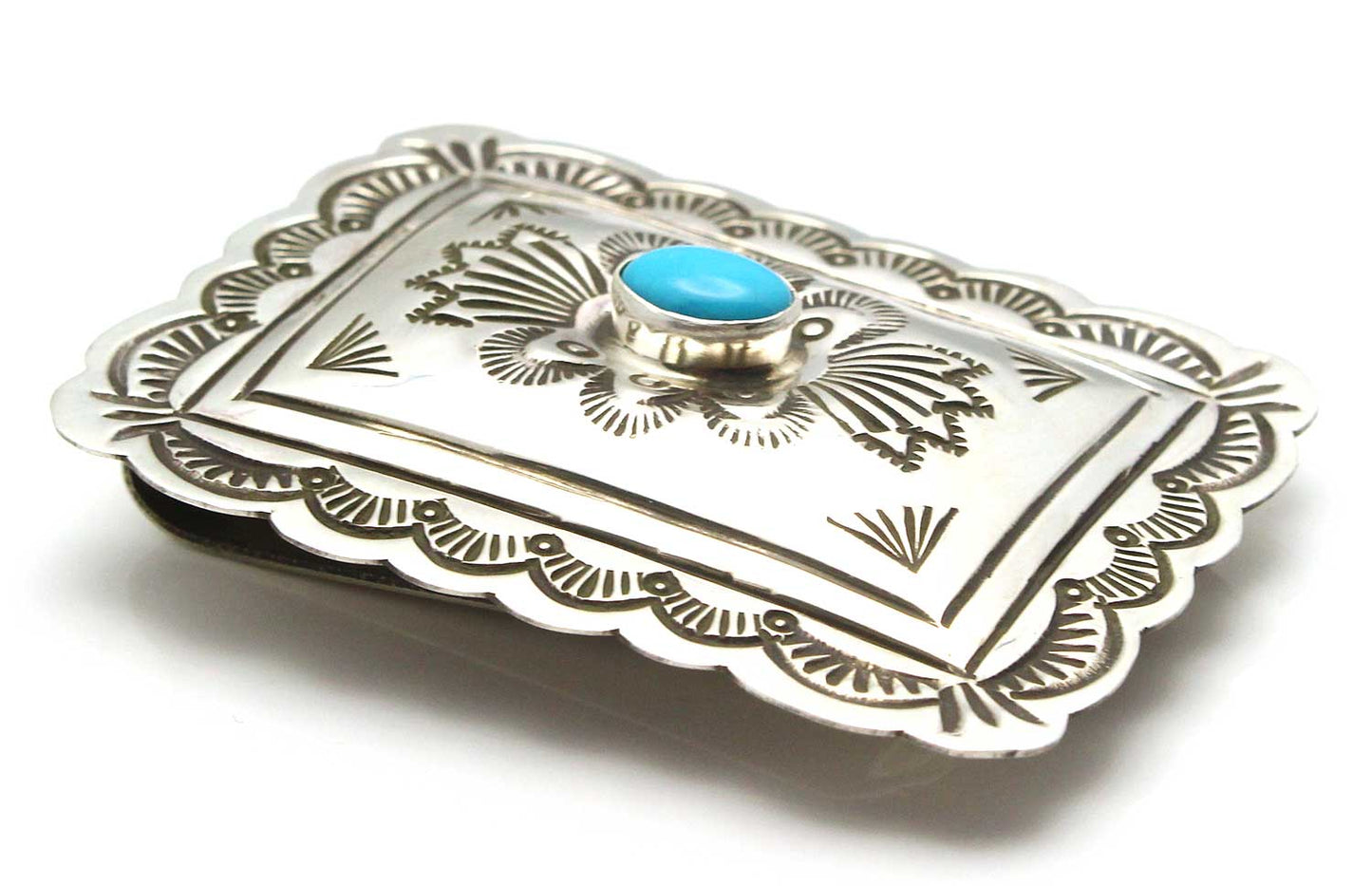 Hand Stamped Turquoise Money Clip by Blackgoat