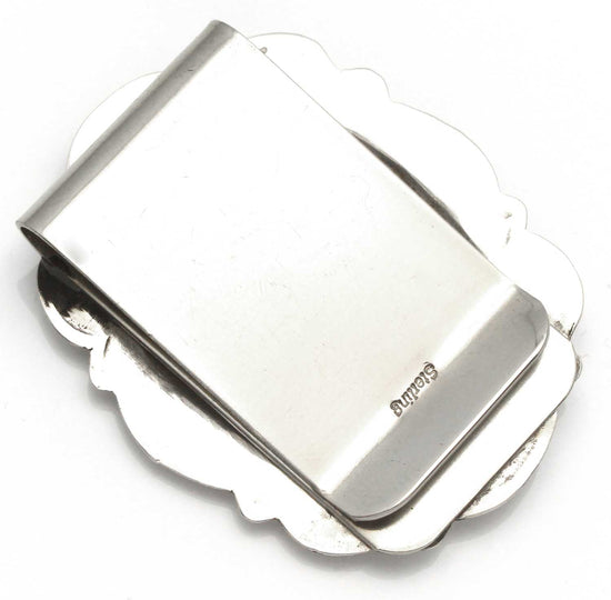 Oval Hand Stamped Silver Money Clip by Blackgoat