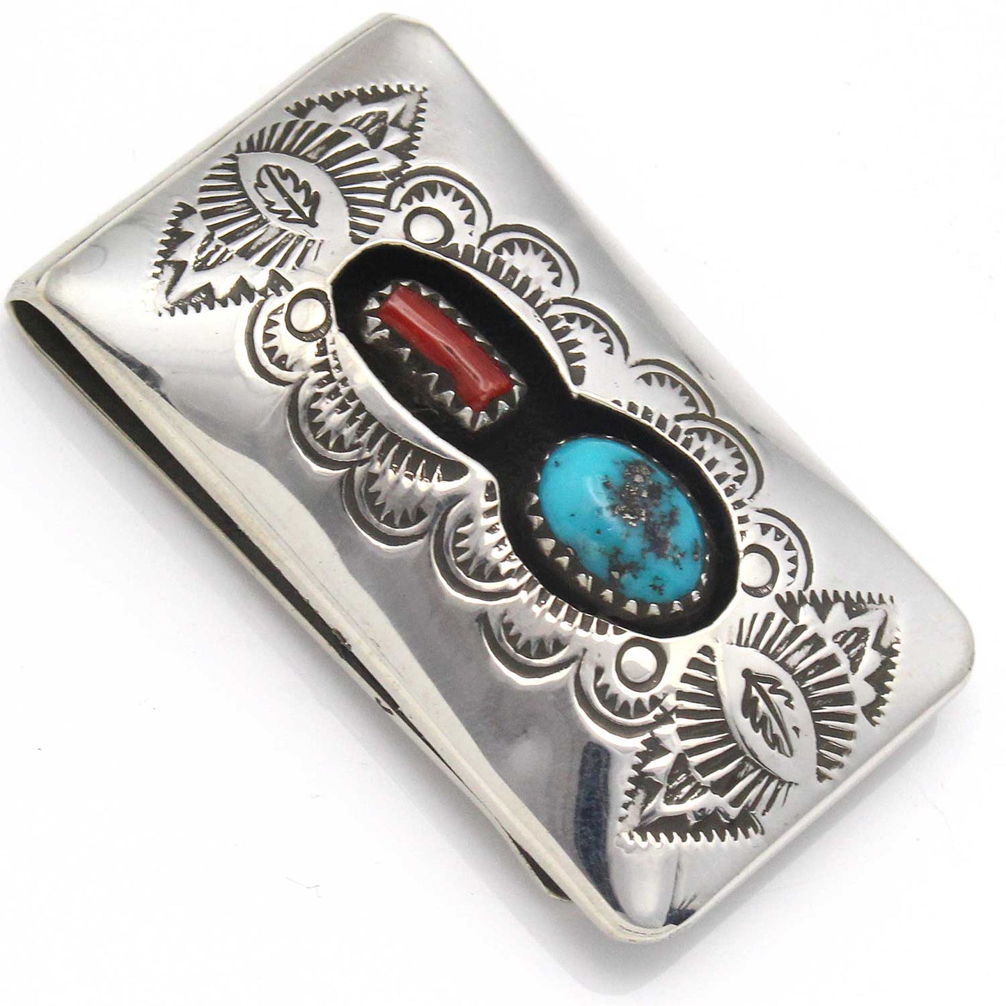 Load image into Gallery viewer, Navajo Hand Stamped Silver Money Clip
