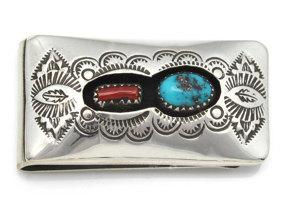 Load image into Gallery viewer, Navajo Hand Stamped Silver Money Clip
