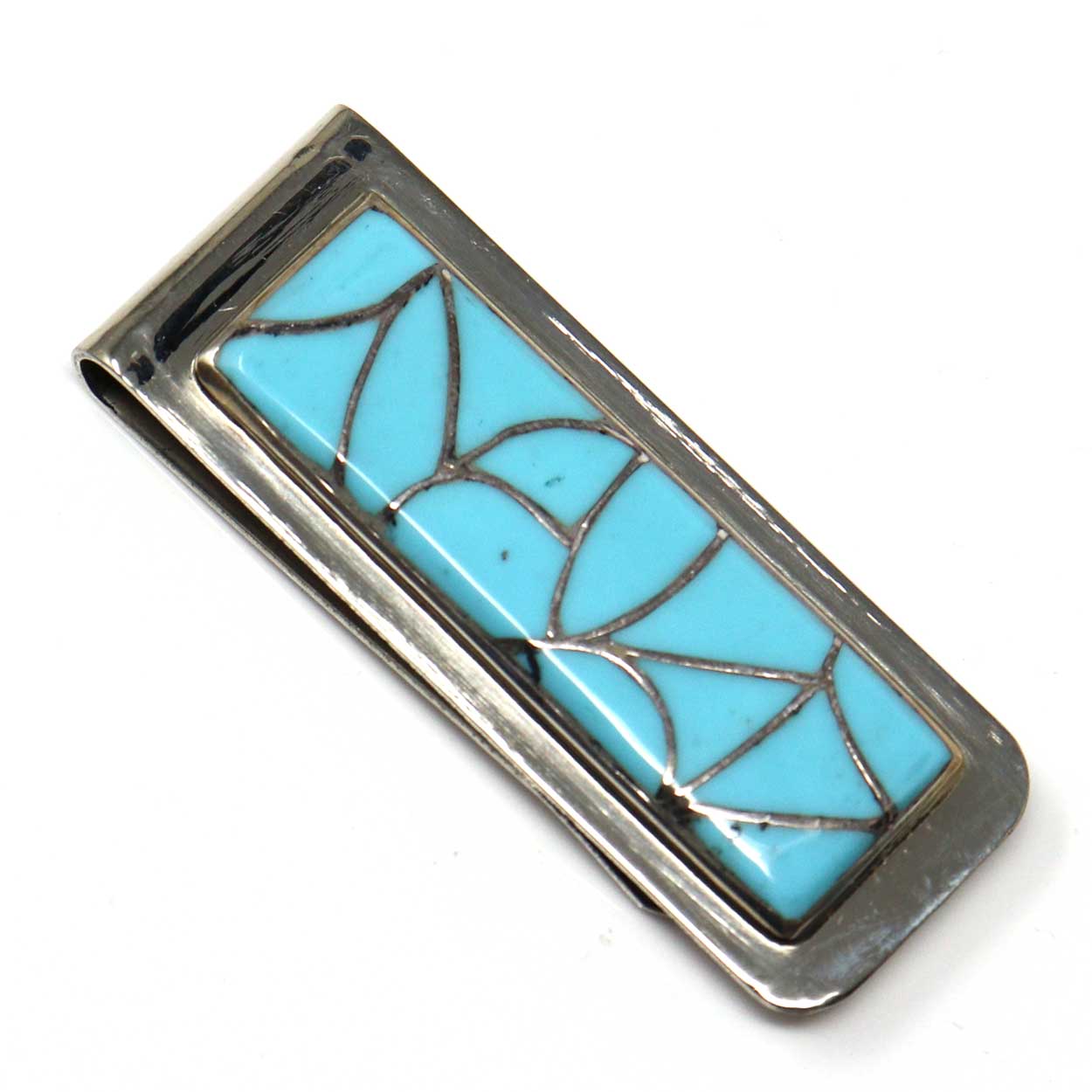 Turquoise Channel Inlay Money Clip By Lucio