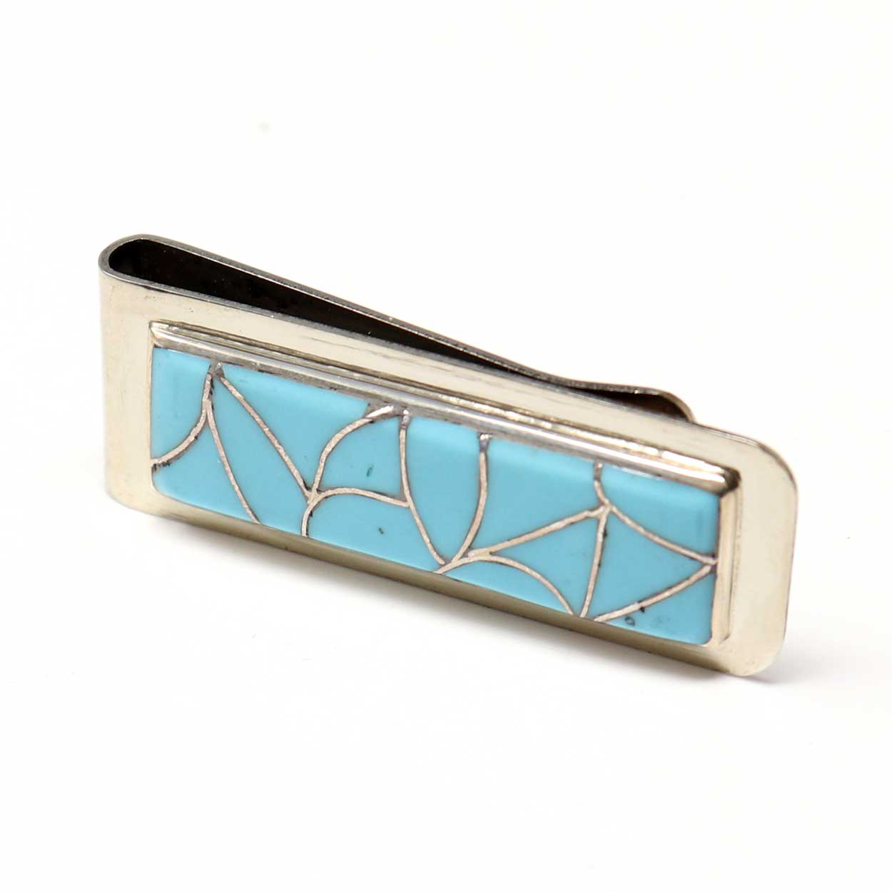 Turquoise Channel Inlay Money Clip By Lucio
