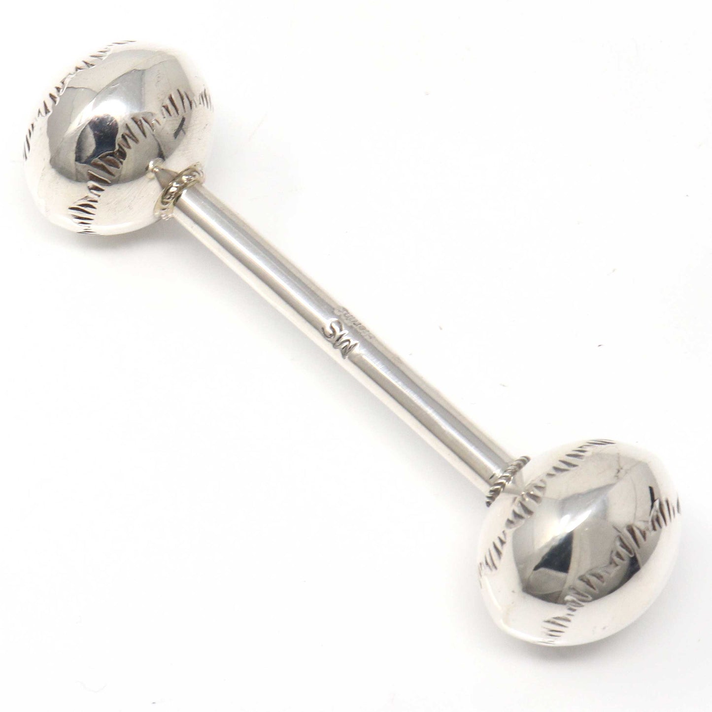 Sterling Silver Stamped Baby Rattle by Smith