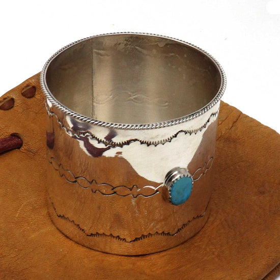 Load image into Gallery viewer, Stamped Silver Cup With Turquoise Setting
