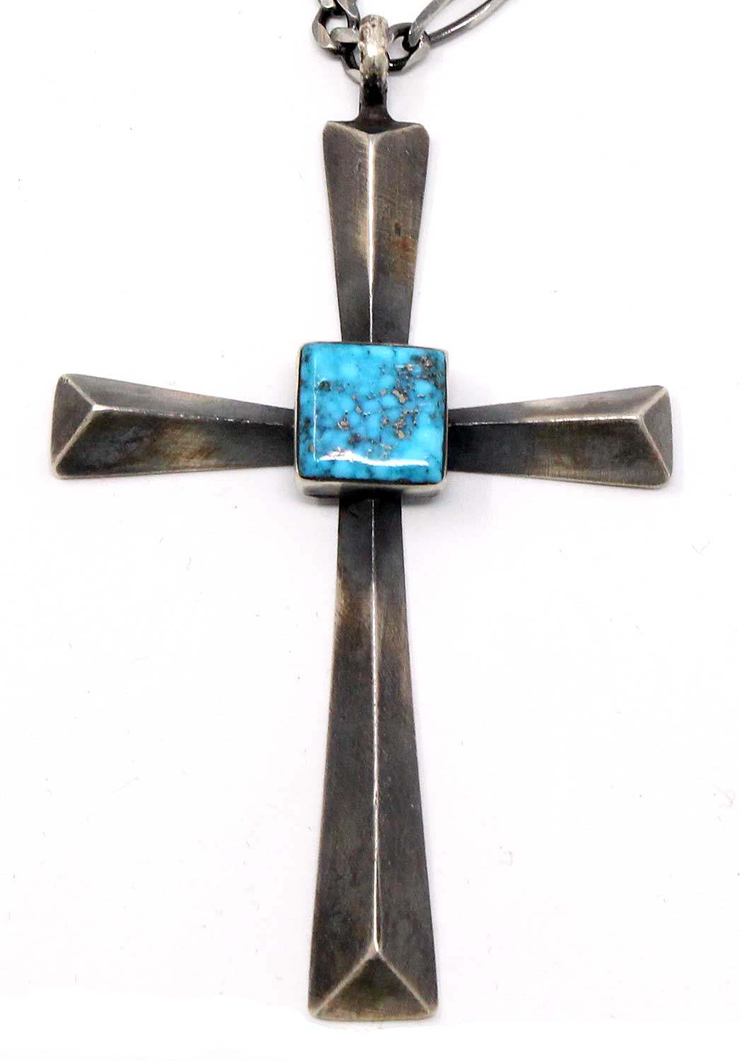 Load image into Gallery viewer, Silver &amp;amp; Turquoise Cross Pendant by Betsui
