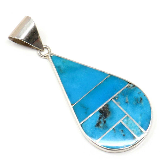 Inlaid Turquoise Tear Drop Pendant by Smith